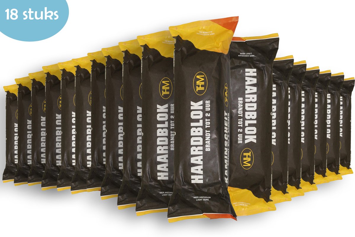 Fireplace Firelog - firelog 18 pieces - 2 hours per log - firelighter with 2 hours burning time - Fireplace accessories