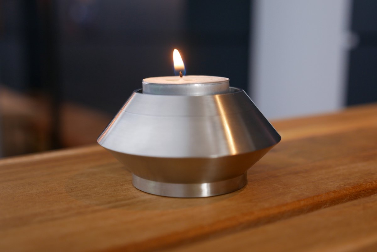Mini urn - Theelichthouder - Zilverkleurig - Met theelichtje - Kaars