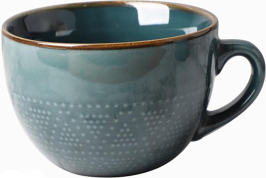 Large 700ml Teacup Ceramic Cappuccino Cup Jumbo Mug Soup Bowl Handle - Mug with Spoon Porcelain Soup Bowls with Ear