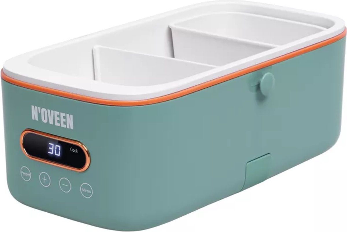 NOVEEN - MLB911 X-LINE Multi Lunch Box - Elektrische Maaltijdverwarmer met Keramische Coating, Digitaal Display en Accessoires - Compact en Stijlvol Ontwerp voor Kantoor en Onderweg - Groen