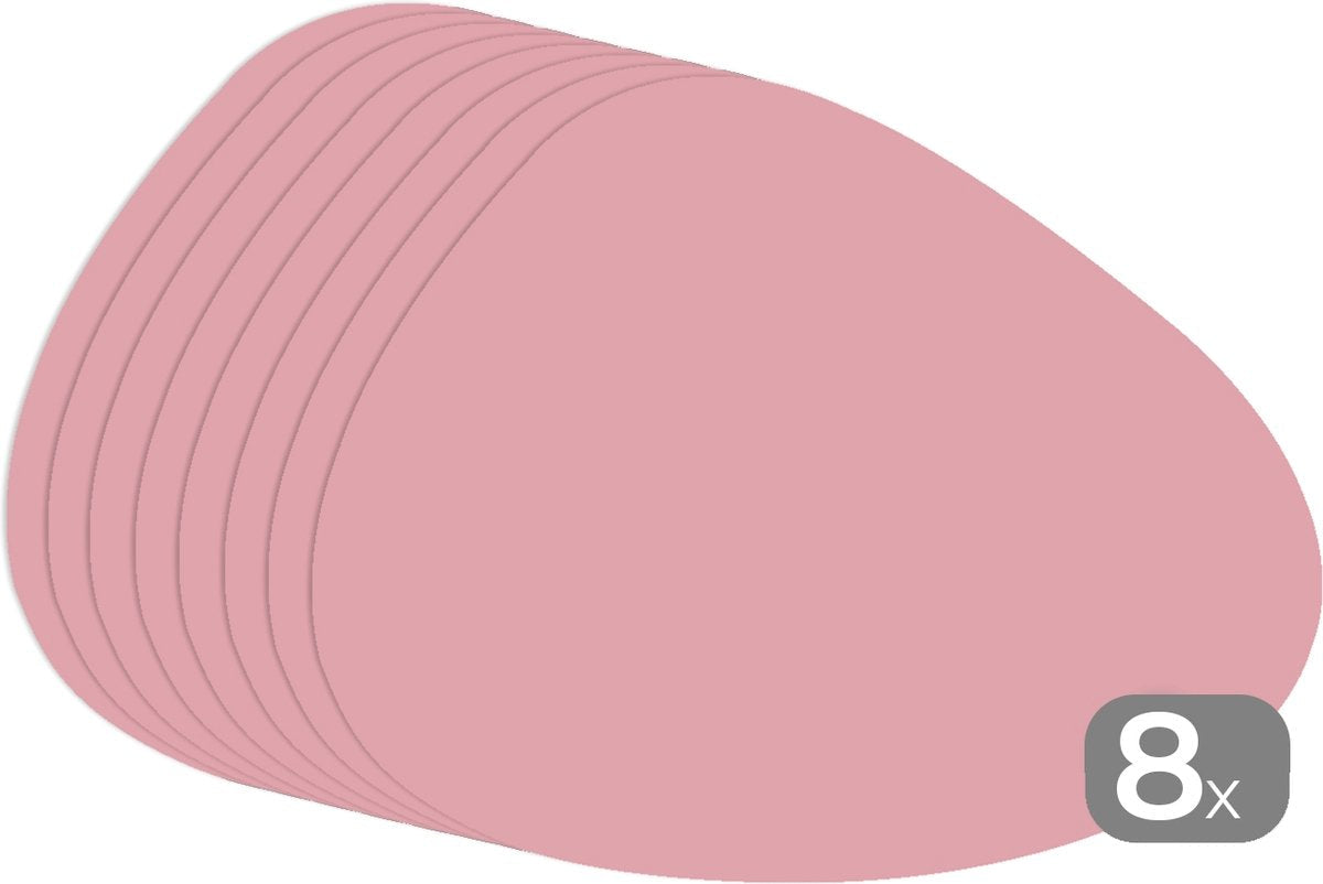 Placemat organisch - Placemats organisch - Onderleggers - Roze - Kleuren - Interieur - Effen - Kleur - 8 stuks