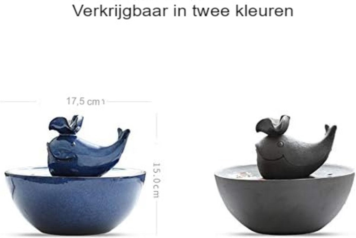 Ceramic cat fountain - Ceramic drinking fountain - Indoor fountain - 17.5 * 15 cm - Blue