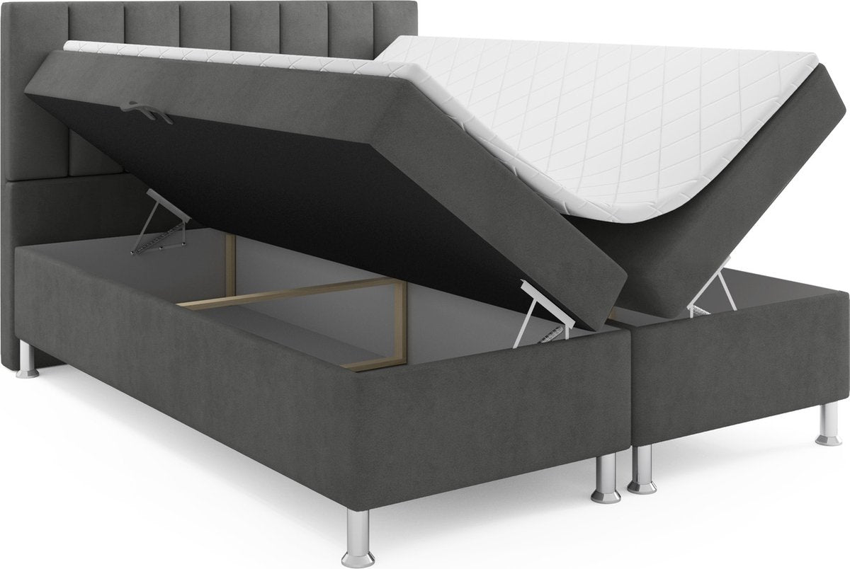 Meuba Home - Julio Boxspring - Antraciet - 140x200 - Binnenvering box - Met topper