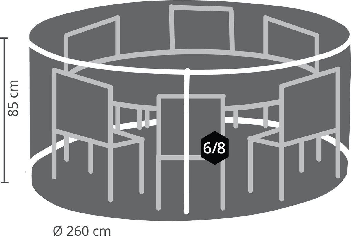 Ronde tuintafel beschermhoes Tuintafel hoes ø 260x85 cm Topkwaliteit tuinhoes TÜV gecertificeerd