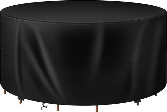 Tuinmeubelhoes, rond, Ø 130 x 75 cm, afdekhoes van 420D Oxford-weefsel, waterdicht, uv-bestendig, beschermhoes voor meubelsets, tuintafel, loungeset, zwart