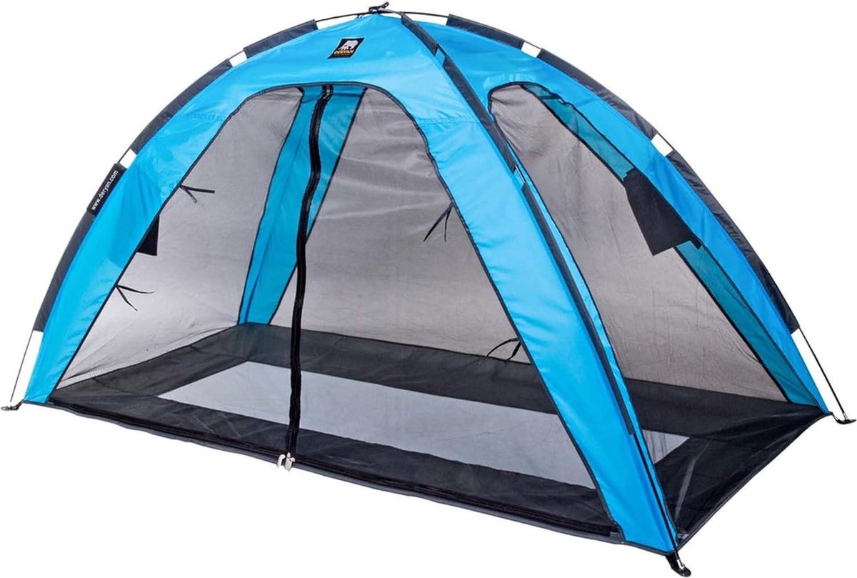 Deryan Bedtent - tweepersoons klamboe - muggentent voor bed - insectenbescherming - compact en lichtgewicht - 200 x 90 x 110 cm - reismuggennet - blauwe draagtas Klamboe