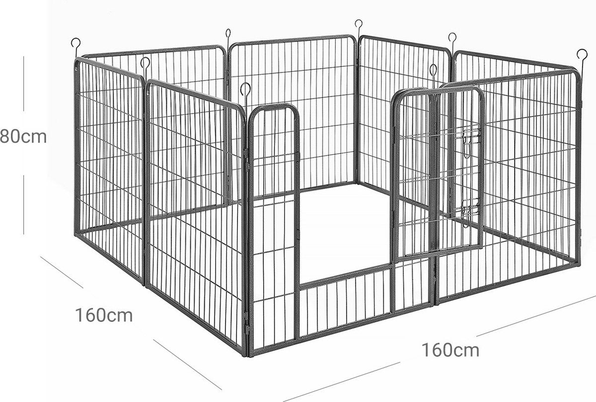 Dierenren XXL deluxe - Binnen en buiten - Hondenren, kippenren, kattenren - Ook een puppyren - Zwart - 200x200x150cm