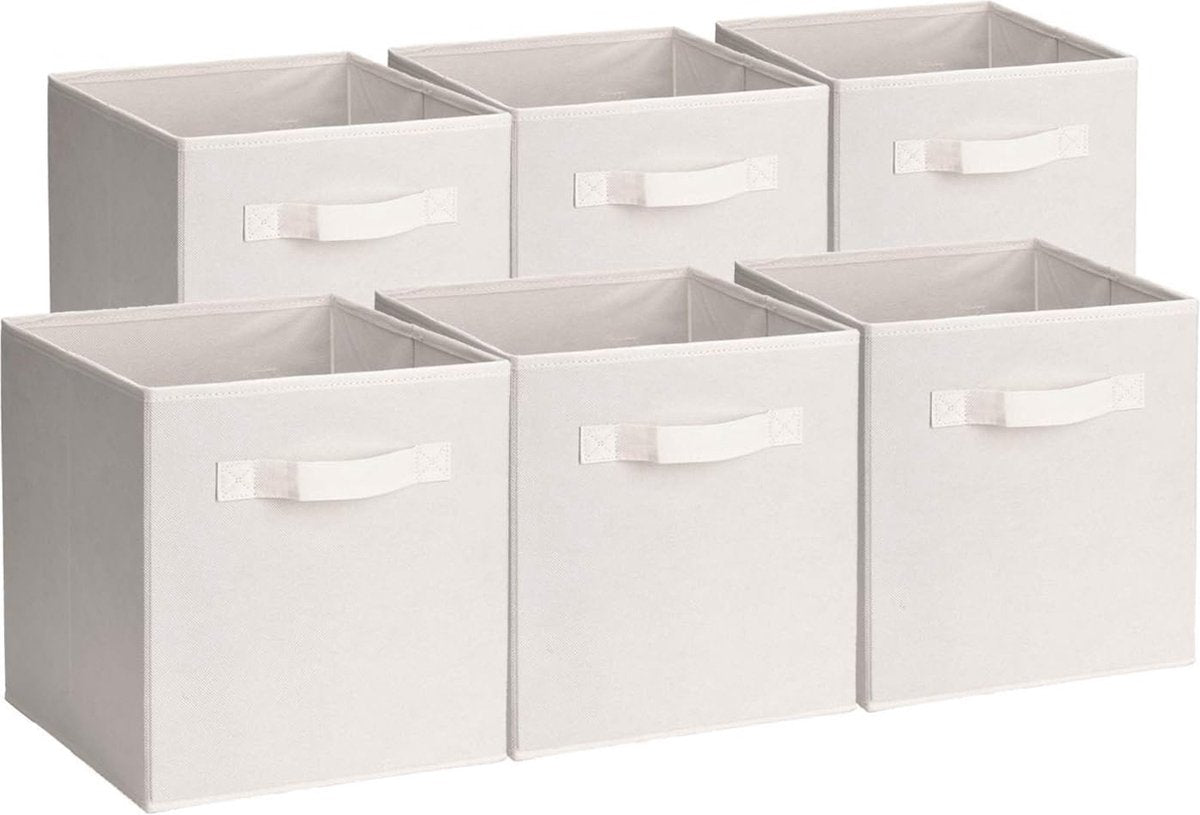 6 Stuks Opvouwbare Opbergdozen Opbergkubussen Vouwdoos Kallax Inzet Opbergdozen Met Handgrepen, Beige