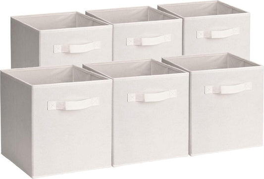 6 Stuks Opvouwbare Opbergdozen Opbergkubussen Vouwdoos Kallax Inzet Opbergdozen Met Handgrepen, Beige