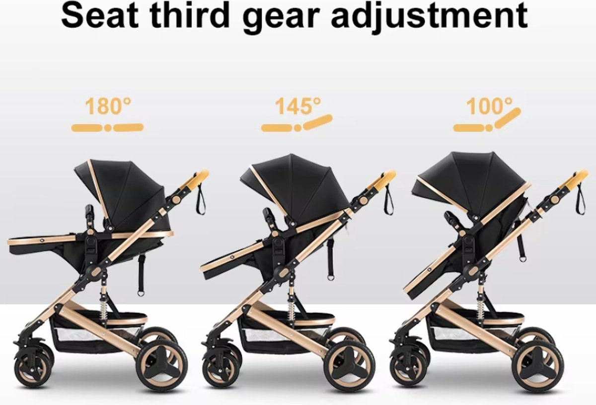 J&R Kinderwagen 3 in 1 - Kinderwagen - Bedje - Buggy - Autostoel - Opvouwbaar - Aluminium frame - Roze - Zilver