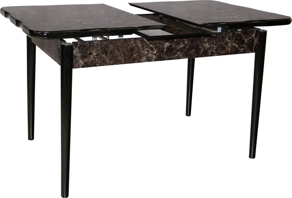 De Sfeer - Keukentafel - Eetkamertafel - Eettafels - Inklapbaar - Zwarte Steen - 165x80 cm - 4 tot 6 personen - MDF