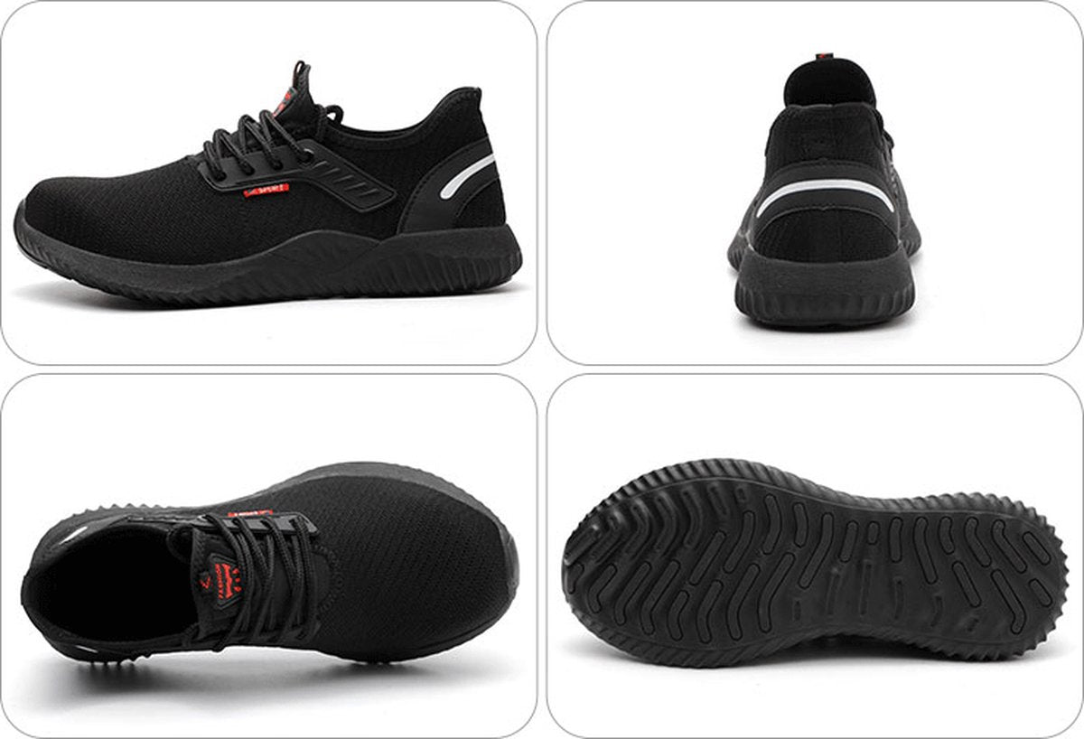 Veran Veiligheidsschoenen - Lichtgewicht - Sneakers - Werkschoenen - Sportief - Stalen Neus - Antiperforatiezool - Antislip - Zwart - 39