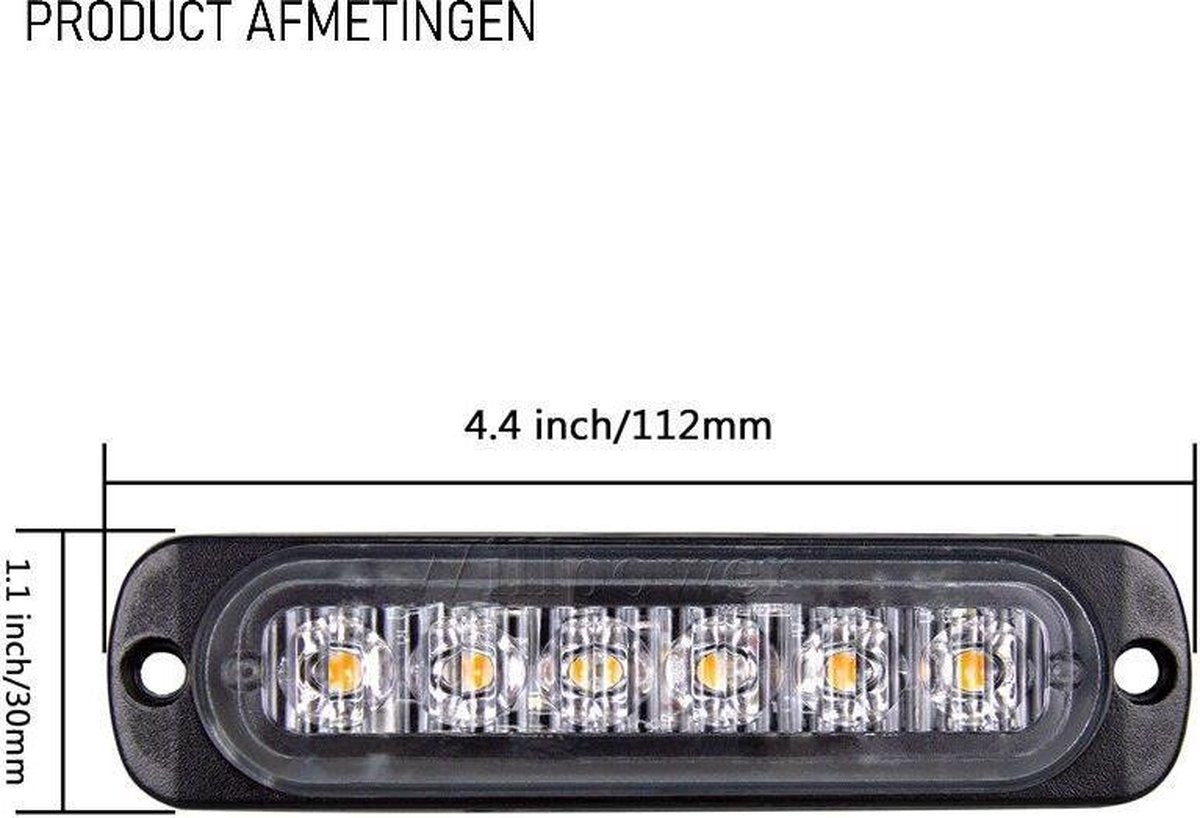 8-pack waarschuwingslampen - 12V/24V LED - 18W - 2000K - Noodverlichting - Werkverkeer - 6 LED - 18 standen - Flitspatronen - AMBER - Oranje - Knipperlichten - Waarschuwingslichten - Knipperlicht - Gevaar - Noodverlichting - Knipperlichten