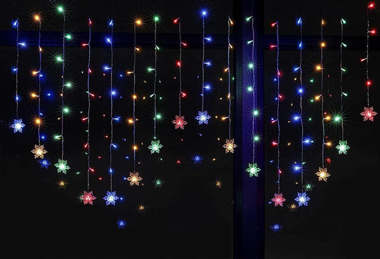 Christmas Lights Window 2 meters x 1 meter - 104 LEDs - Snowflake Light Curtain - Fairy Lights for Indoors - Parties or Bedroom