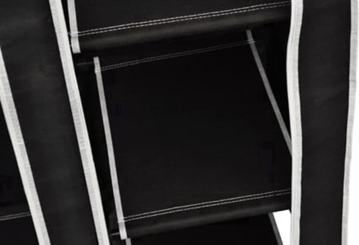 LG Life's Green Opvouwbare Kleerkast – 110x45x175CM – Kledingrek met 5 Legplanken en Ophangstang – Stoffen Kledingkast – 140KG Draagvermogen – Zwart