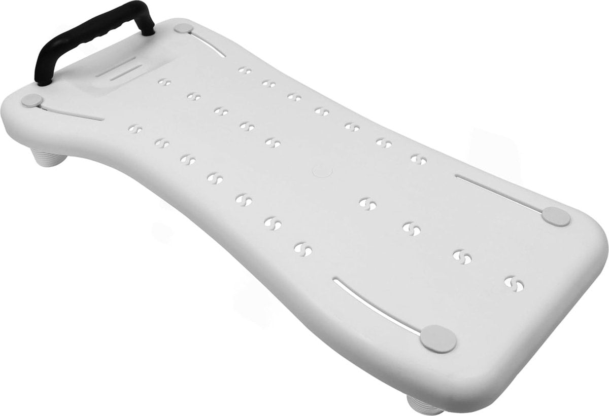 Badstoel voor senioren, badplank om op te zitten, zitplank voor in bad, plastic badkuip, stoel voor in de badkamer, badplank voor ouderen, wit.