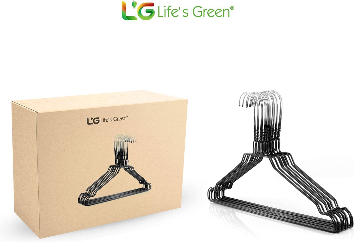 Life's Green® - Kledinghangers - 80 stuks - Kledinghanger LGS1900 - Zwart - Metaal