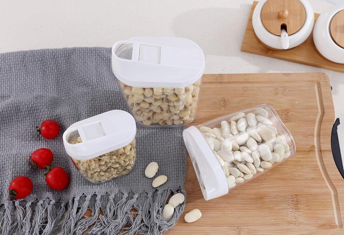 Lockable stackable storage boxes - Transparent acrylic plastic - 5 pieces - 1440 ml, 960 ml, 720 ml, 480 ml, 300 ml sprinkle box for chocolate sprinkles