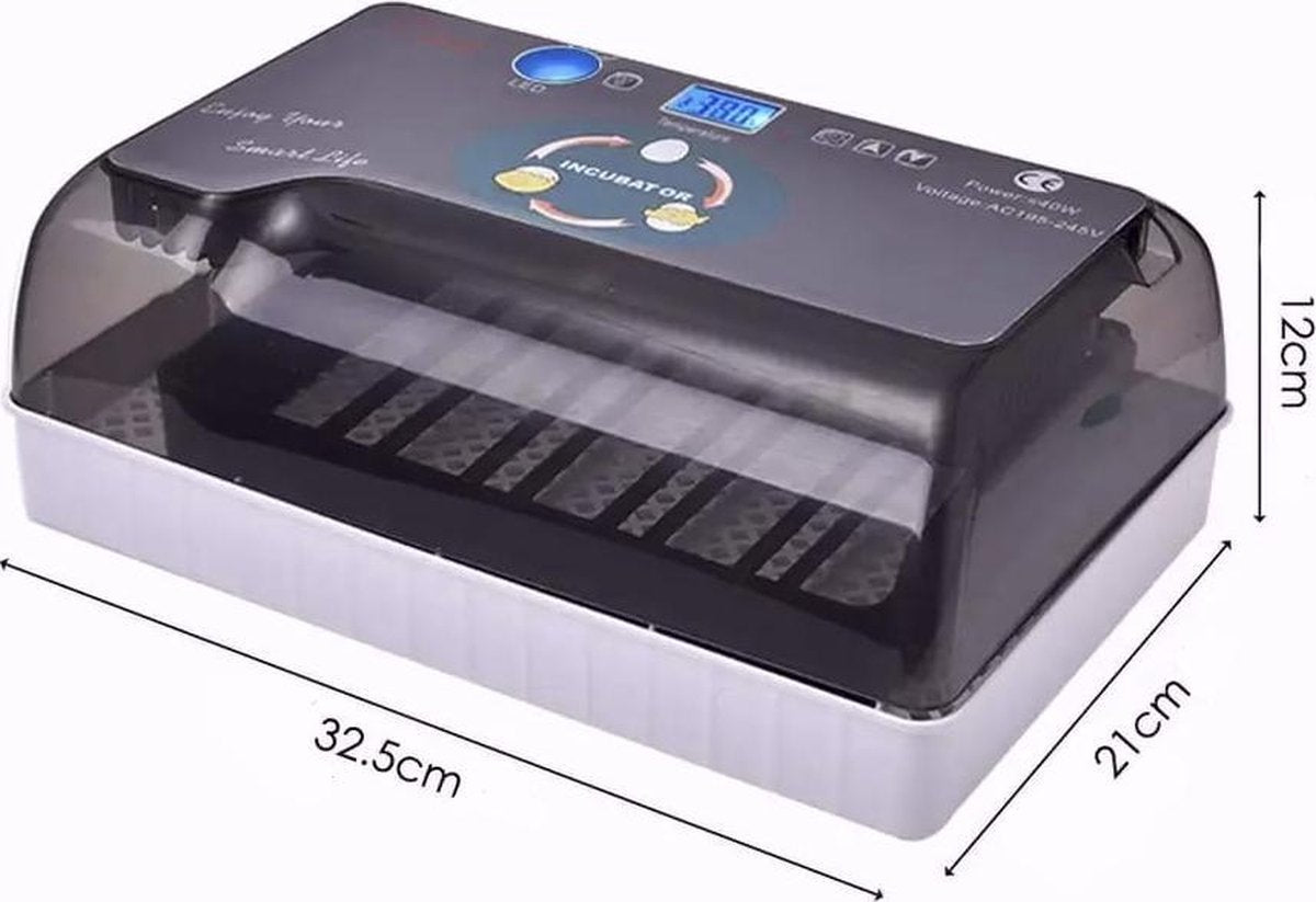 Smart Incubator for eggs - automatic rolling system with integrated candling lamp and water bottle