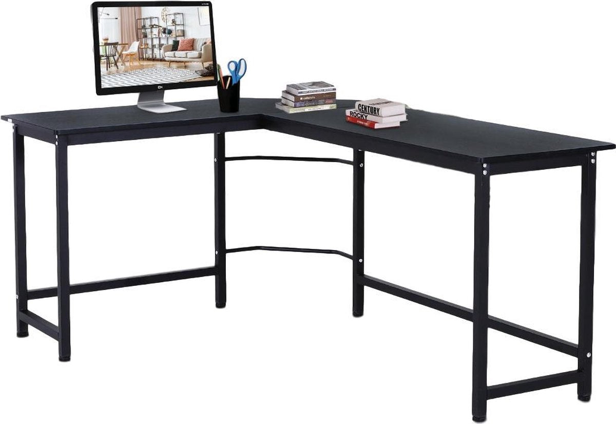 Hoekbureau - Bureau - Schrijftafel - Computerbureau - Bureautafel - Opbergruimte - 168 x 120 x 75cm - Zwart