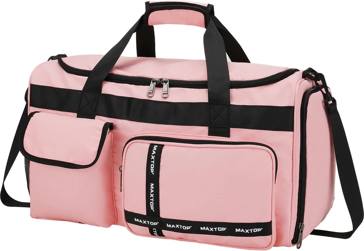 Travel Bag for Women with Shoe Compartment, Large Capacity and Wet/Dry Separation, Pink