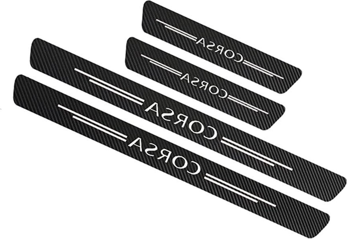 Auto Koolstofvezel Instaplijsten Kickplaten Opel Corsa D A B C E F OPC 2021 2020 - Set van 4 - Pedaalstickers Strips - Logo Insignia - Autoaccessoires