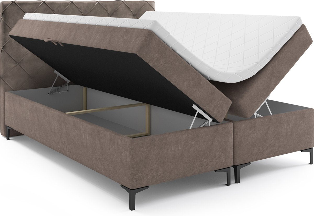 Meuba Home - Oslo Boxspring - Grijs - 140x200 - Microvezel - Inclusief topper