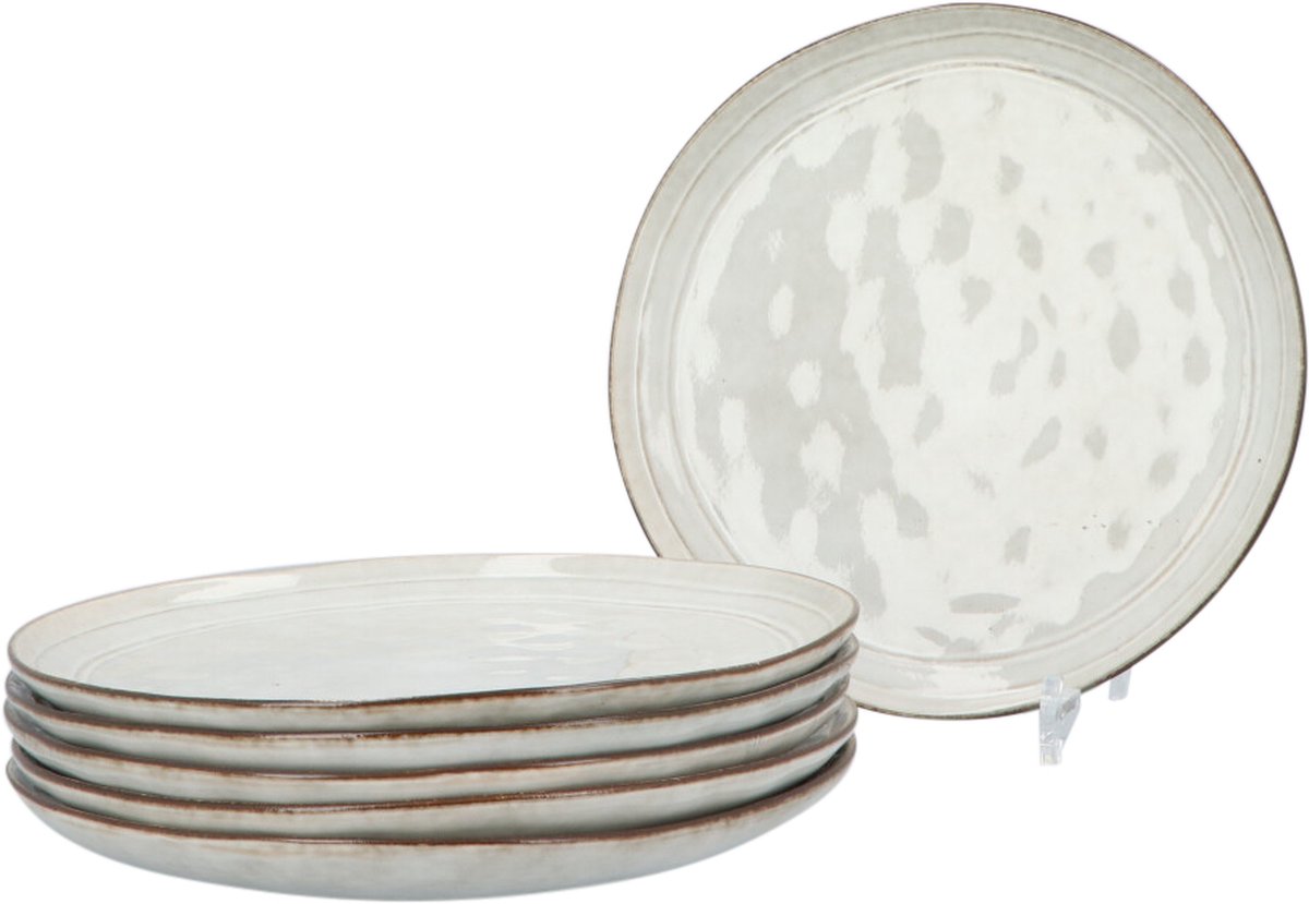Earthenware Dinner Set 6 Person Flower Beige 12-Piece - Beige