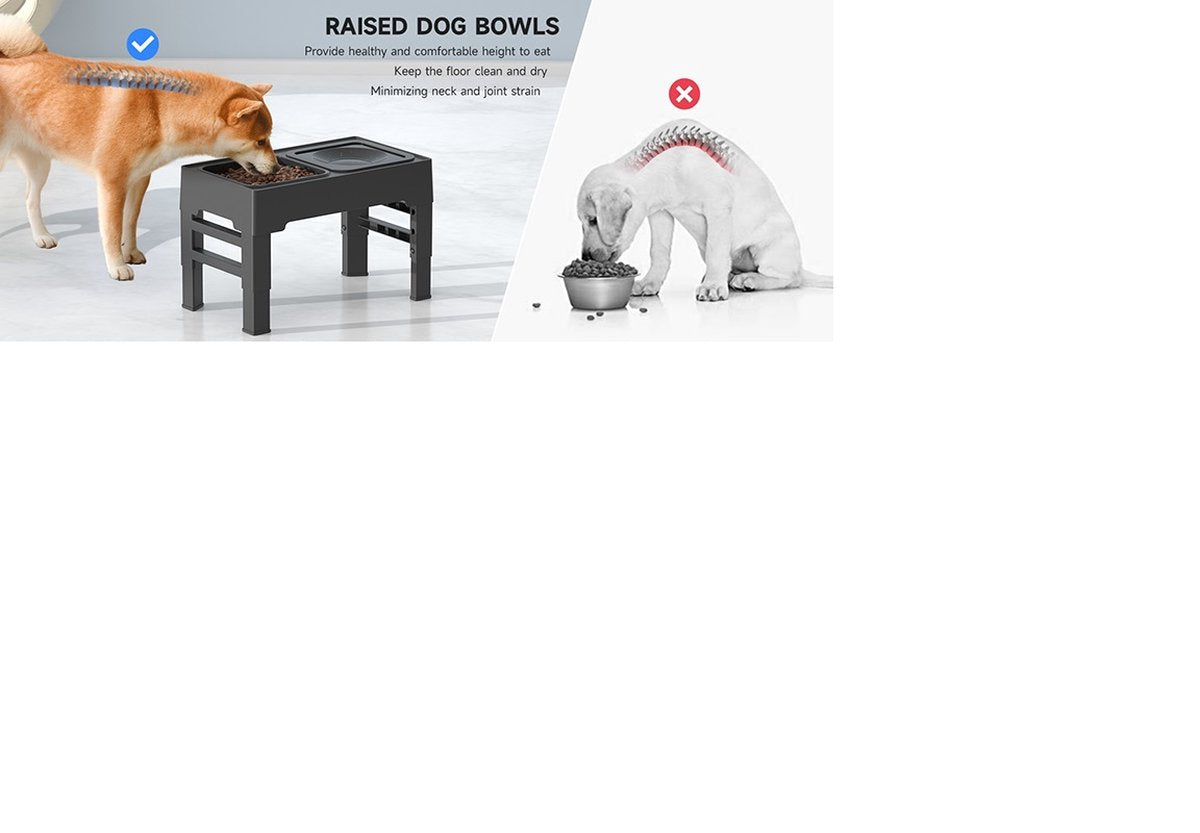 Dog food bowl - stainless steel bowl - drinking bowl - leakproof - anti-spill - gluttony - reduced slobbering - black