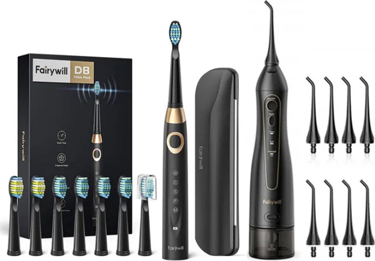 Monddouche + Elektrische Tandenborstel Set Sonische Tandenborstel & Waterflosser USB Opladen Waterdicht 5 Modi 3 Opzetborstels Tandenborstel Mondverzorging Hygiëne