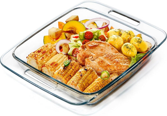 Glazen ovenschotel voor oven, grote ovenschaal, glazen ovenschaal voor lasagne, rechthoekige ovenschaal, lasagne, glazen vorm, braadpan, langwerpige ovenschaal (3,0 liter)