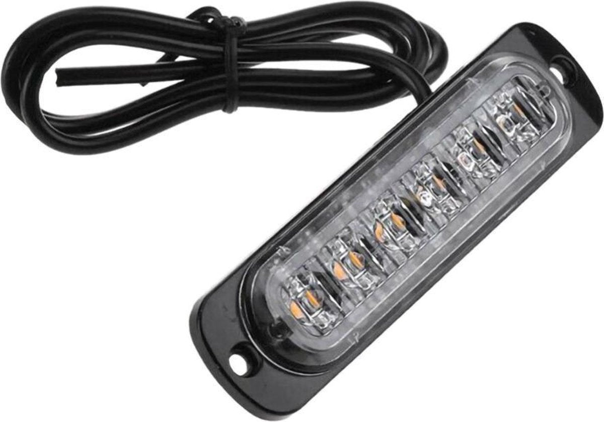 4-delige Waarschuwingslamp - 12V / 24V LED - 18W - 2000K - Noodverlichting - Werkverkeer - 6 LED - 18 Modi - Flitspatronen - AMBER - Oranje - Knipperlichten - Waarschuwingslichten - Knipperlicht - Gevaar - Noodverlichting -