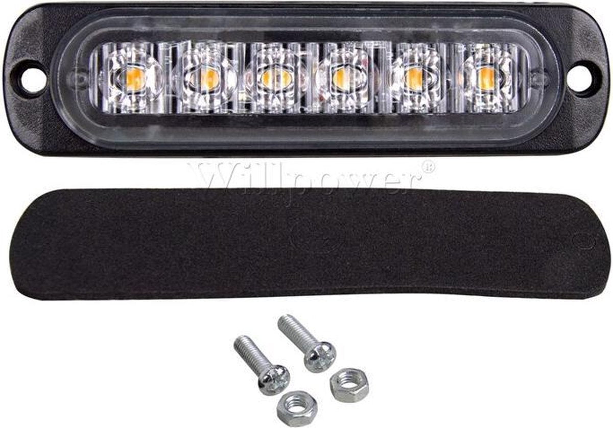 8-pack waarschuwingslampen - 12V/24V LED - 18W - 2000K - Noodverlichting - Werkverkeer - 6 LED - 18 standen - Flitspatronen - AMBER - Oranje - Knipperlichten - Waarschuwingslichten - Knipperlicht - Gevaar - Noodverlichting - Knipperlichten