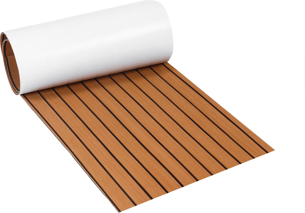 Decking Zelfklevende Bootmat - EVA Teak Foam Decking Mat - Teak Boten Vloerbedekking - Teakhouten Jachtvloeren - Teak Vloerbedekking Vloer - Wasbaar - 240 x 60 x 0.6 cm - Lichtbruin