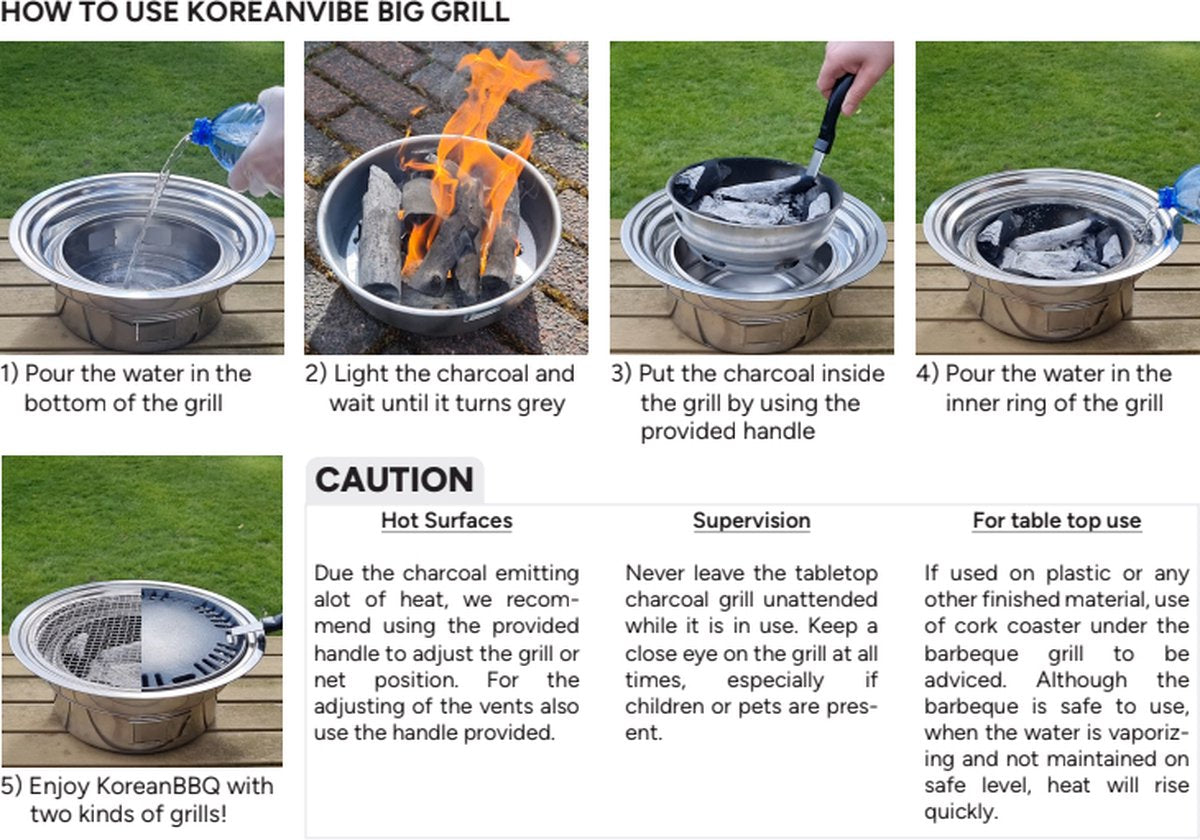 KoreanVibe The big Grill Barbeque - BBQ - Grill - Tafel - Barbecue - Koreaanse BBQ - Houtskool BBQ - Koreaanse Barbecue