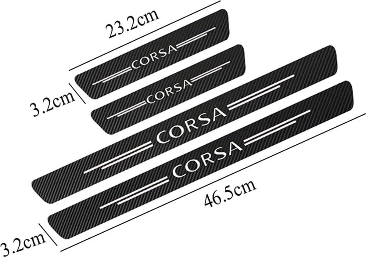 Auto Koolstofvezel Instaplijsten Kickplaten Opel Corsa D A B C E F OPC 2021 2020 - Set van 4 - Pedaalstickers Strips - Logo Insignia - Autoaccessoires