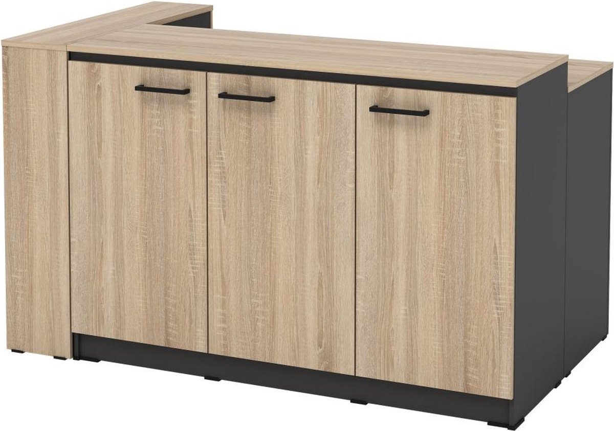 Vente-unique Keukeneilandset + 2 krukken - Zwart en licht naturel - NUSICE B 138,7 cm x H 82 cm x D 79,2 cm