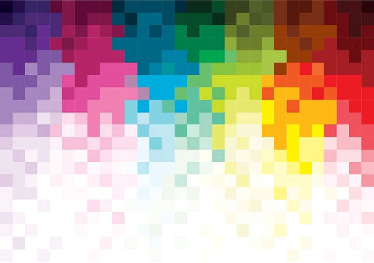 Fotobehang - Vliesbehang - Abstracte Regenboog Pixels - 312 x 219 cm