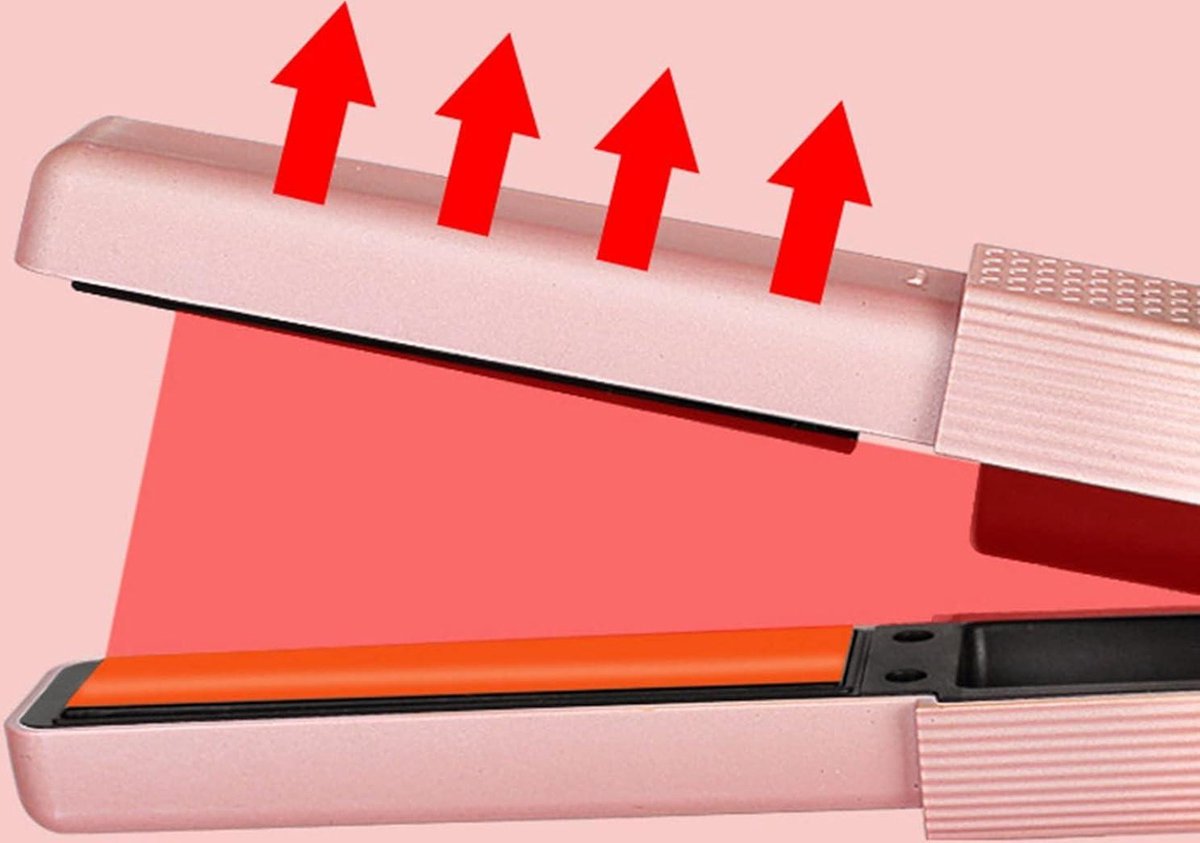 Cordless Hair Straightener Fast Heating - Rollers Hair Curlers Hair Curling Iron - Hot Tools For Girls Women (Pink)