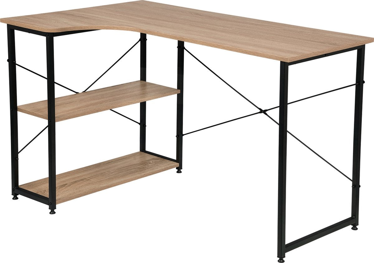 Simpel Bureau - Bureau - Luxe Bureau - Laptop Tafel - Vintage - Industrieel Bureau - Licht eiken