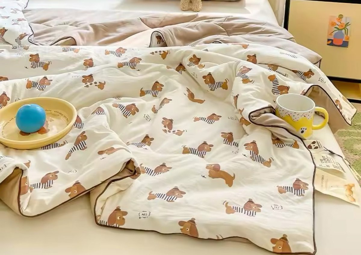 Teckel - deken - sprei - zomersprei - quilt - plaid - teckelprint - hond - 150x200cm