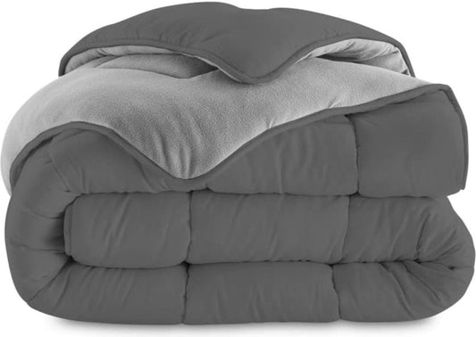 Deken, 140 x 200 cm, Zoe fleece, tweezijdig, lichtgrijs en grijs, 400 g