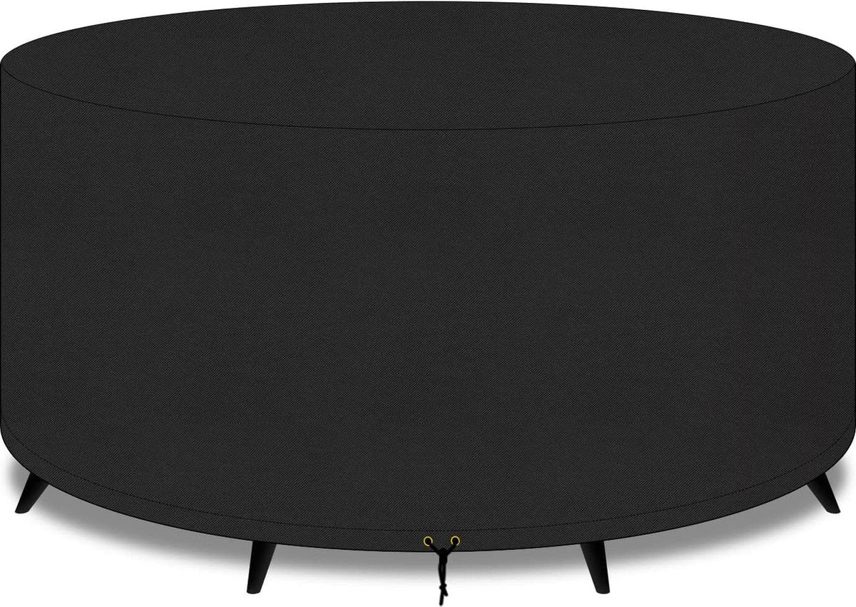 Large ronde tuintafel meubelhoes 420D Oxford-stof outdoor patio ronde set hoes voor stoelset, waterdicht, winddicht, anti-UV, tuinhoezen 130 x 70 cm, zwart