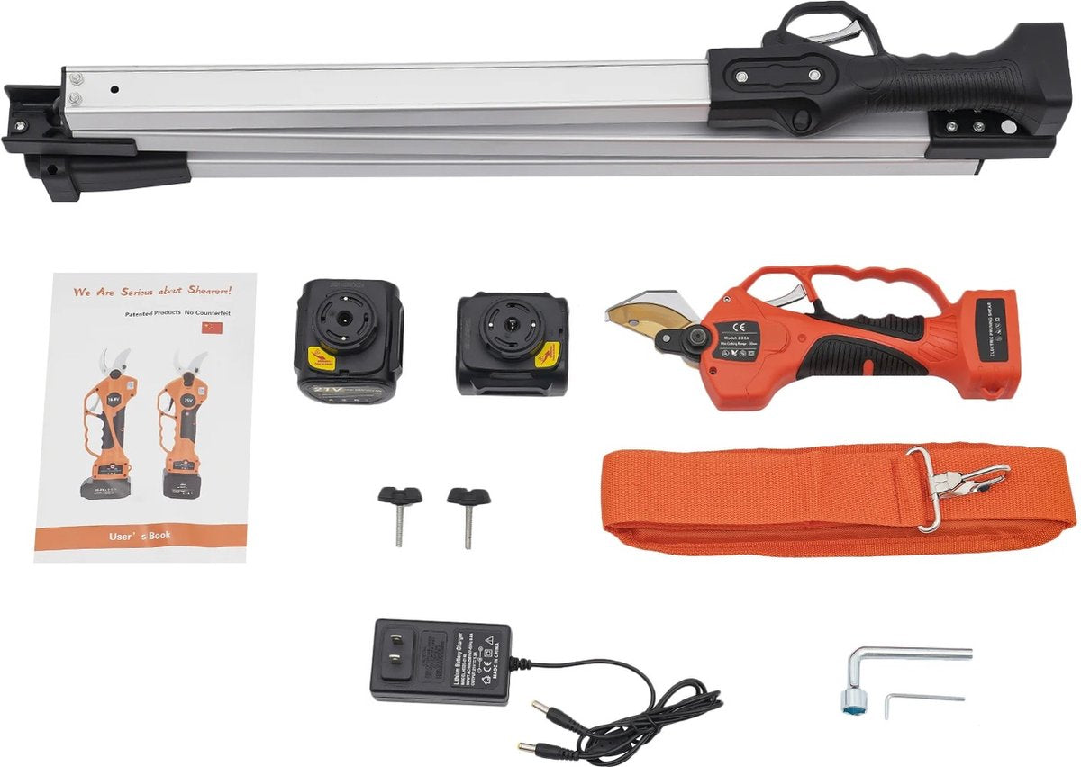 Eszenzicsâ„¢ Telescopische Snoeischaar - Incl. 2 Accu's 21V - Elektrisch - Krachtig 2000mAh - 400W - Tot 190cm en 30mm - Snijsnelheid Instelbaar - Beveiligd