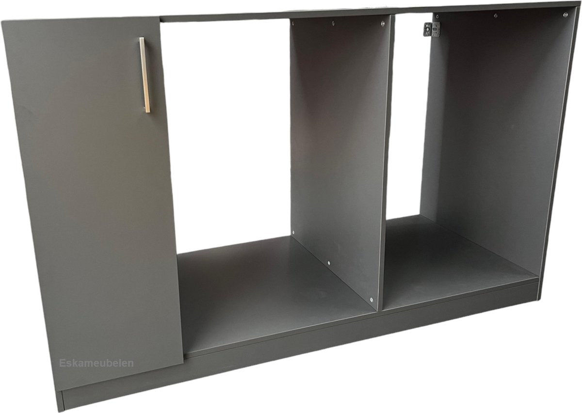 Wasmachine Ombouw Design - Wasmachinekast - Antraciet - Planken Links