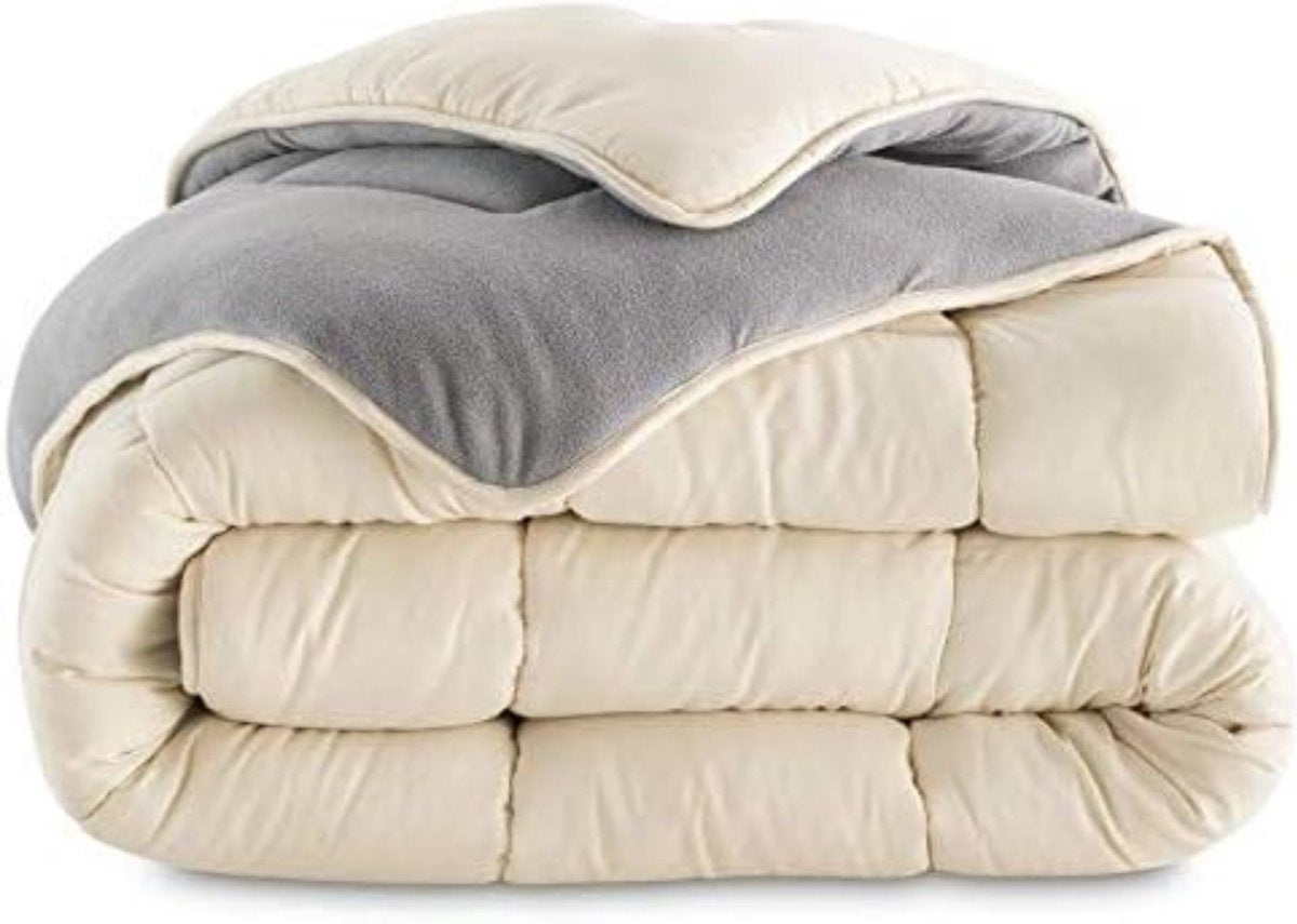 Dekbed, 140 x 200 cm, tweezijdig fleece, grijs en crÃ¨me, 400 g
