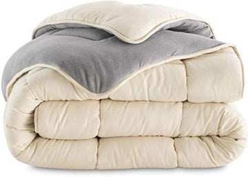 Dekbed, 140 x 200 cm, tweezijdig fleece, grijs en crÃ¨me, 400 g