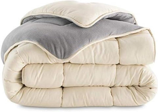 Dekbed, 140 x 200 cm, tweezijdig fleece, grijs en crÃ¨me, 400 g