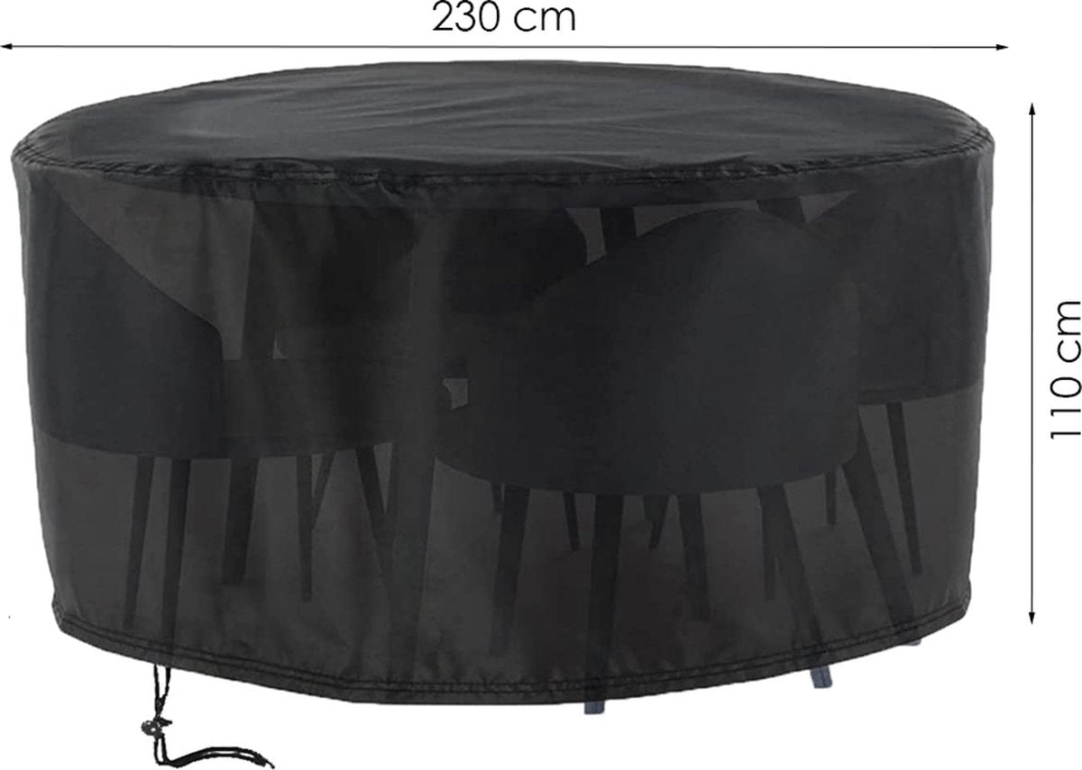 Round Garden Furniture Cover - 230 cm x 110 cm - Black - Protective Cover for your Garden Set - Garden Furniture Protective Cover
