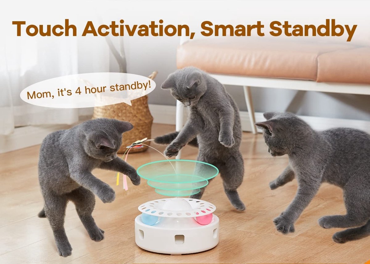 Cat Toys 3-In-1 Smart Interactive Intelligent Kitten Toys, Fluttering Butterfly, Random Moving Feather, Moves Fit And Healthy Toy Pet Cat Kitten